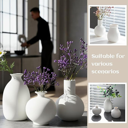 White Bud Vases Set of 12, Small Ceramic Vase in Bulk, Mini Pottery Vases for Pampas Grass Clay Vase for Wedding Table Centerpieces Decoration Modern Boho Rustic Home Decor DIY Gift