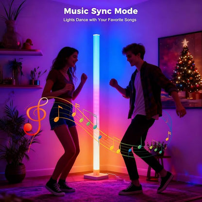 2 Pack DIY Corner Floor Lamps, ICRGB Floor Lamp with Music Sync and 16 Million Colors, Color Changing Standing Floor LED Lights for Bedroom Living Room Decor, Ambient Mood Lighting Gaming