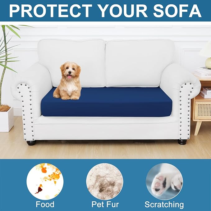 Smiry Printed Couch Cushion Covers, Stretch Soft Couch Covers for Sofa, Washable Non-Slip Sofa Slipcover Furniture Protector for Indoor and Outdoor (Medium, Navy)