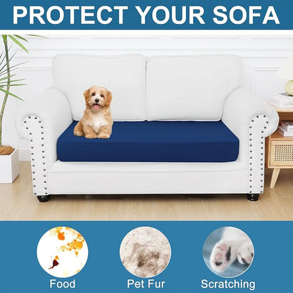 Smiry Printed Couch Cushion Covers, Stretch Soft Couch Covers for Sofa, Washable Non-Slip Sofa Slipcover Furniture Protector for Indoor and Outdoor (Medium, Navy)