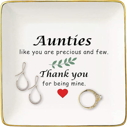 Mother's Day Gift for Aunt-Auntie Gift-Auntie Like You Are Precious and Few-Wedding Gift-Birthday Gift-Christmas Gift for Aunt-Aunt Gift-Ceramic Jewelry Tray,Trinket Holder,Ring Dish