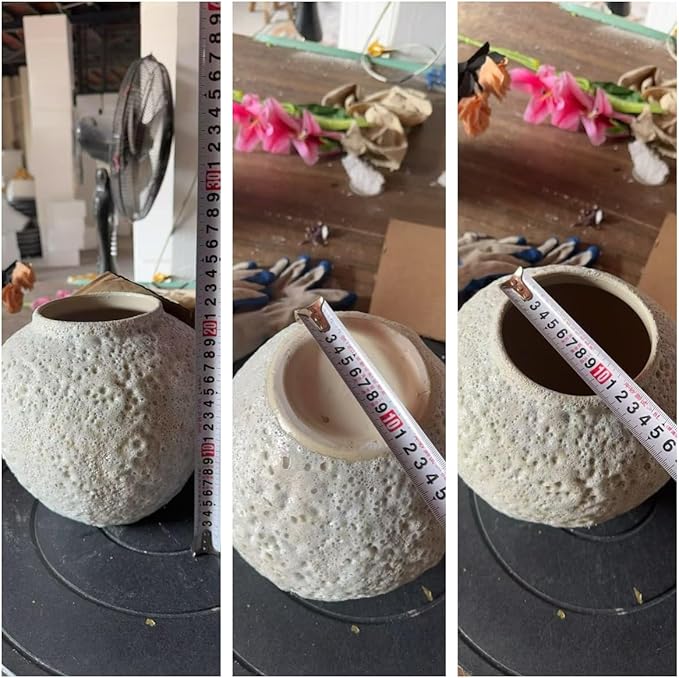 Denique Rustic Ceramic Tall Floor Vase, Vintage Farmhouse Decor - Large Terracotta Vases for Living Room Entryway Centerpiece (White-7.87inch Height)