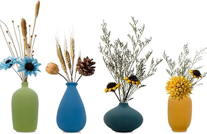 Small Ceramic Vase Decorative, Set of 4 Flower Bud Vases