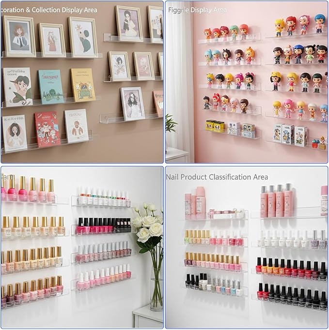 10 Pieces Acrylic Card Display Shelf Wall Mount Sport Card Displays Shelves Vinyl Records Wall Display Shelf Hold Up to 50 Trading Cards for BGS Graded Trading Slabs