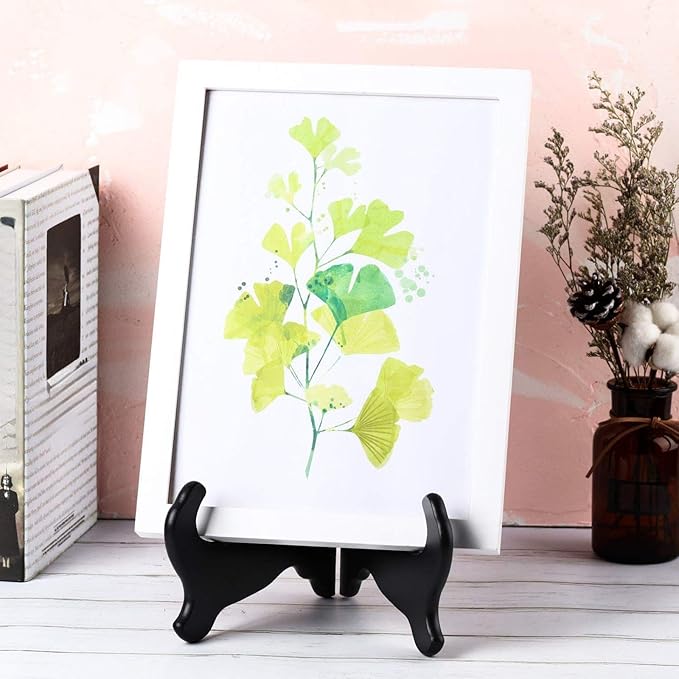 Tatuo 4 Packs Wooden Easel Plate Holder Plate Stands for Display Picture Frame Stand Easels Tabletop Art Decorative Book Dish Holder(12 Inches)