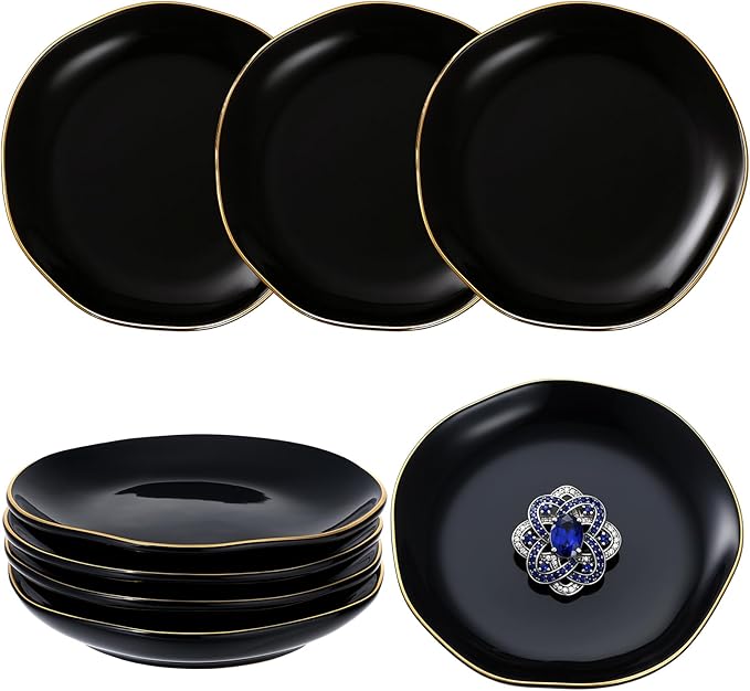 Shappy 24 Pcs Christmas Ceramic Jewelry Tray Gift 4.5 Ring Dish Bulk Decorative Trinket Dish for Birthdays Gift (Black)