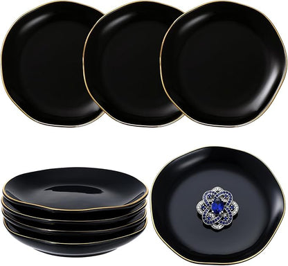 Shappy 24 Pcs Christmas Ceramic Jewelry Tray Gift 4.5 Ring Dish Bulk Decorative Trinket Dish for Birthdays Gift (Black)