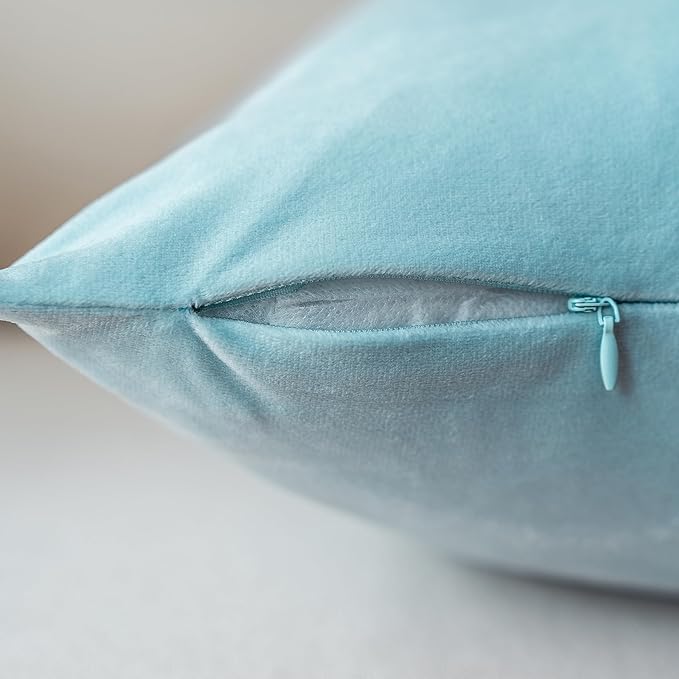 NiNi ALL Decorative Throw Pillow Covers Pack of 2, Velvet Throw Pillow Cases for Couch Pillows Cover Bedroom Living Room Outdoor Pillow Covers 22x22 Inch Baby Blue