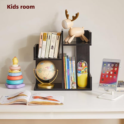 Book Organizer for Desk, Cute Desk Top Organizing, Tree Bookshelf Unique Nursery Bookcase, Book Ends for Desk, Book Holder for Shelf Black YD-DSR002B