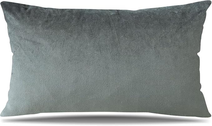 Artscope Luxury Velvet Pillow Covers Super Soft Decorative Rectangle Throw Pillow Covers Case Cushion Covers for Sofa Couch Bedroom Car Decor 16x24 Inch Dark Grey