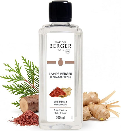 MAISON BERGER Winterwood Lampe Berger Refill, 500 ml (16.9 fl oz), Odor-Neutralizing Home Fragrance Oil Lamps, Lemon, Pepper, Ginger, Lily of The Valley, Cedarwood, Made in France