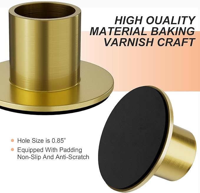 6 Pcs Brass Candle Holder - Elegant Taper Candle Holders, Classic Brass Candlestick Holders for Table Centerpiece, Festive Christmas Mantel Display or Sophisticated Home Decor