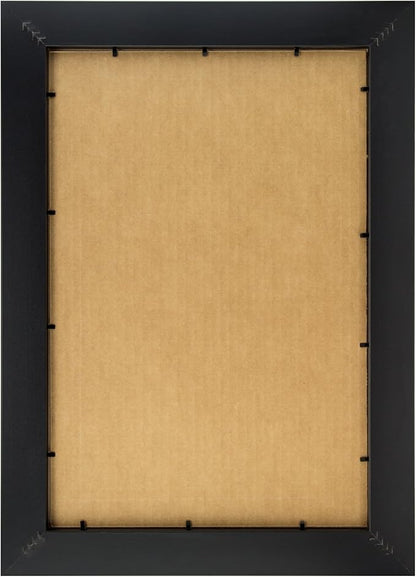 Craig Frames 22x22 Picture Frame - Black Contemporary Style 1WB3BK, 1 inch Wood Composite Moulding, Smooth Wrap Finish, Acrylic, White Collage Mat with 25 Openings - Wall Display for 4x4 Photos
