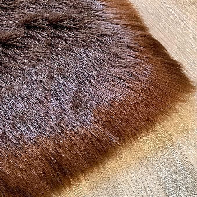 LAMBZY High Pile Super Soft Faux Sheepskin Rug (Brown, 3'x5')