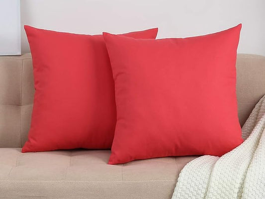 TangDepot Cotton Solid Throw Pillow Cover, 12 inch x 12 inch, Coral
