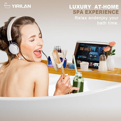 Yirilan Bamboo Bathtub Tray Caddy,Bath Tray，Bamboo