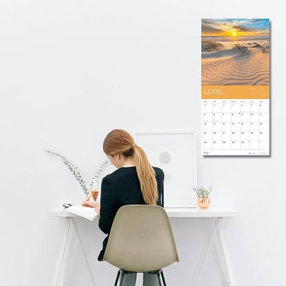 Beach Calendar 2026 | 12" x 24" Open | Giftable Paradise Calendar 2026 | Thick & Sturdy Paper for Planning | Pacific Waters Press (Beaches)