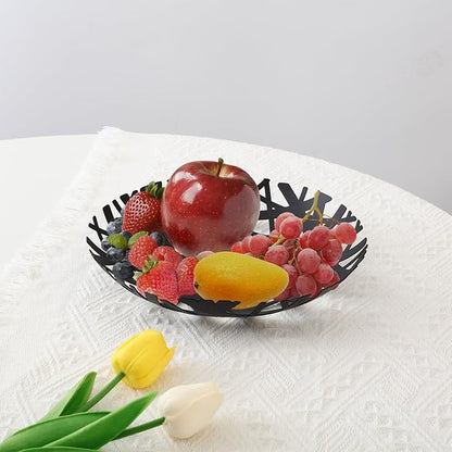 IBWell Fruit Bowl, Integrated High end Modern Home Creative Fruit Basket for Counters, Kitchen, Countertop, Home Decor(Black)