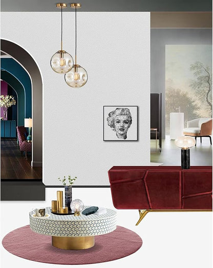 Brikey Glass Spherical Pendant Light,Gold Iron & Glass Globe Hanging Ceiling Lamp (9.8‘’, Amber)