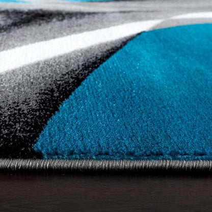 2305 Geometric Abstract Turquoise 5x7 Area Rugs for Living Room