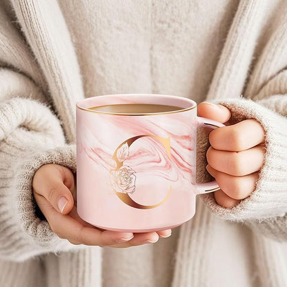 Valentines Day Gifts for Her, Anniversary Birthday Galentines Gifts for Women Mom Grandma Friend Sister Wife Teacher Coworker, Personalized Initial Customized Gift Monogrammed A-Z Coffee Mug 12 OZ(C)