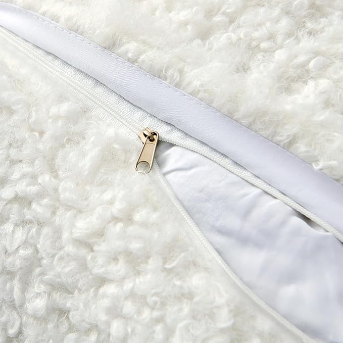 MIULEE Pack of 2 Throw Pillow Covers 20x20 Inch Neutral Pure White Faux Fur Decorative Sherpa Pillow Covers Fuzzy Accent Soft Sheepskin Fleece Cushion Cases for Boho Home Decor Couch Living Room Bed