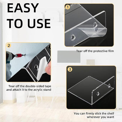 Acrylic Wall Shelves for Storage,Floating Shelf,Acrylic Display Shelves,Ledges for Pop Figures,Plant,Picture Photo for Bedroom Decor Living Room