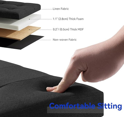 BRIAN & DANY 43 Inches Folding Storage Ottoman Bench, Ottoman with Storage Bench for Bedroom, Living Room, Entryway, Foot Rest with Legs, Black