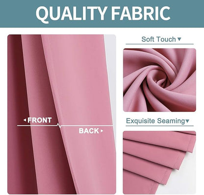 ChrisDowa Small Window Curtains 40 inches Long for Bedroom - Grommet Short Thermal Insulated Room Darkening Curtains for Kitchen (2 Panels, Pink, 29 x 40 Inch)