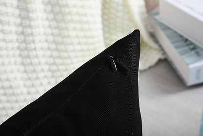 TangDepot Handmade Decorative Solid 100% Cotton Canvas Throw Pillow Covers/Pillow Shams, (12"x12", Black)