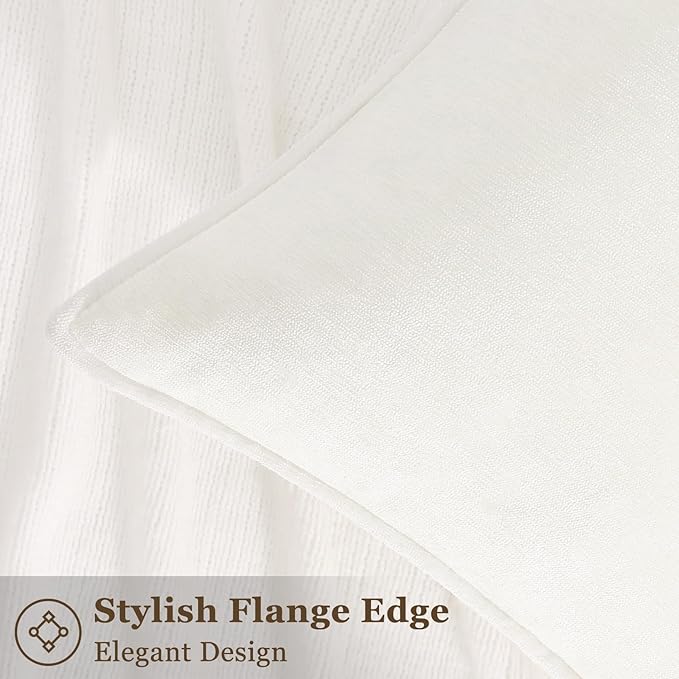 decorUhome Spring Couch Throw Pillow Covers 20x20 Set of 2, Decorative Soft Velvet Neutral Chenille Pillow Covers with Elegant Design for Sofa Bed Living Room Home Decor, Cream White