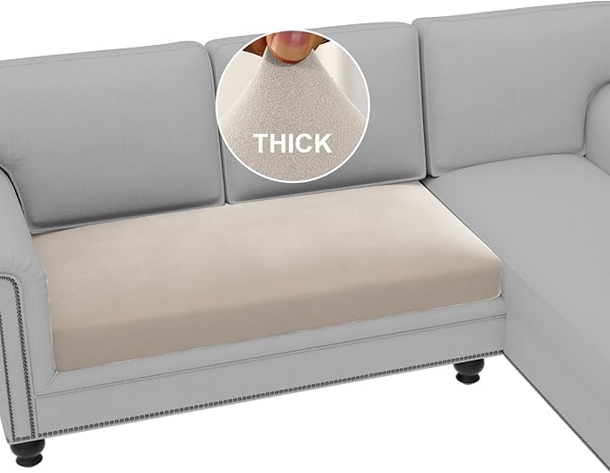 H.VERSAILTEX Fleece Couch Cushion Covers Stretch Loveseat Covers for 2 Cushion Couch Loveseat Covers Comfortable and Durable Fabric (2 Seater Cushion Cover, Island Fossi)