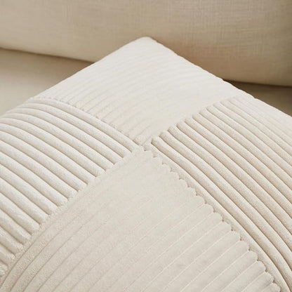 Fancy Homi 2 Packs Cream Lumbar Decorative Throw Pillow Covers 16x32 Inch for Living Room Couch Bed Sofa, Rustic Farmhouse Boho Home Decor, Soft Striped Corduroy Rectangle Accent Cushion Case 40x80 cm