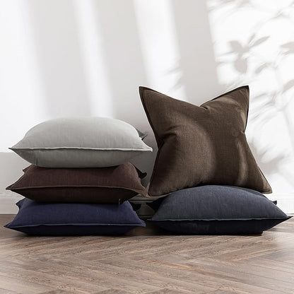 MIULEE Decorative Linen Pillow Covers 28x28 Inch Black Boho Farmhouse Neutral Couch Throw Pillows for Halloween Bed Pack of 2 Accent Modern Pillowcase Sofa Livingroom Home Decor