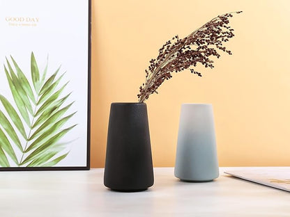 Ceramic Vases, Blue White vase for Home Decor, Minimalist Vase, Modern Home Decor, Dried Flower Vase, Shelf Decor Bathroom, Kitchen, Living Room Centerpieces. (White Cyan)
