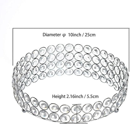 Feyarl Crystal Perfume Tray Cosmetic Makeup Vanity Tray Jewelry Trinket Organizer Mirrored Decorative Tray for Home Deco Christmas Birthday Gift(Round 10" inch) (Silver)