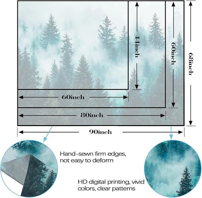Haibimen Monet Nature Forest Tapestry Wall Hanging Green Tree Mushroom Landscape Tapestries for Bedroom Watercolor Aesthetic Wallpaper Decor for Living Room (forest-4, 80''×60'')