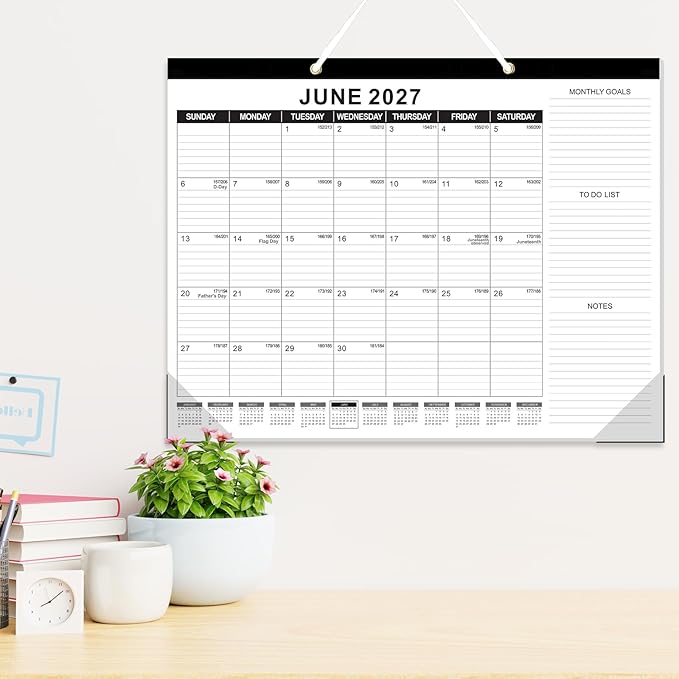 GuassLee Large Desk Calendar 2026,3 Packs 22" x 17" Desktop Wall Calendar 18 Months Wall Planner Runs from Jan. 2026 to Jun. 2027 with Julian Date To-do & Notes Monthly Goals for School Home Office
