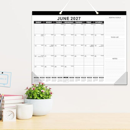GuassLee Large Desk Calendar 2026,3 Packs 22" x 17" Desktop Wall Calendar 18 Months Wall Planner Runs from Jan. 2026 to Jun. 2027 with Julian Date To-do & Notes Monthly Goals for School Home Office