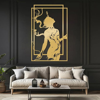 BIANGING Modern Woman Face Metal Wall Decor, Abstract Woman Face Metal Wall Decor, Abstract Female Line Wall Art, Minimalist Line Wall Art for Bathroom Living Room Bedroom (Black, 30"x20"/76x51cm)