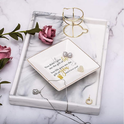 SUNBMO Stepmom Gifts - You Didn't Give Me the Gift of Life, But Life Give me the Gift of You - Gift for Step Mom Mothers Day, Ceramic Jewelry Trinket Dish