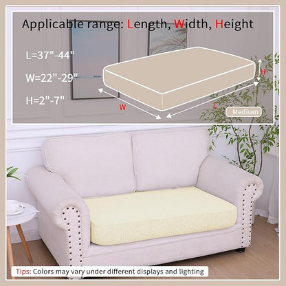 hyha Waterproof Couch Cushion Covers, Waterproof Sectional Couch Covers for 2 Cushion Sofa for Pets, Stretch Sofa Slipcover Washable with Elastic Bottom(Medium, Beige)