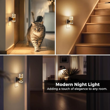 L LOHAS LED Motion Sensor Night Light,Dimmable Night Lights Plug into Wall, 2 Pack Acrylic Nightlight with 0-100 LM Adjustable Brightness, 3000K Plug in Night Light for Bathroom Hallway