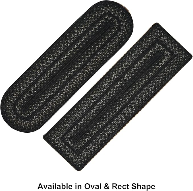 Homespice Jet Black Jute Braided Table Runner, Warm Primitive Decor, Set of 2, Oval 8x28 - Rich Colors, Easy to Clean, Durable and Protects Furniture