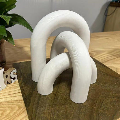 3Pcs Wood Arch Decor Accents - Home Book Table Decorative Rustic Arch Decor Modern Boho Minimalist Coffee Table Bookshelf Living Room Entryway Aesthetic Decorations Objects (White)