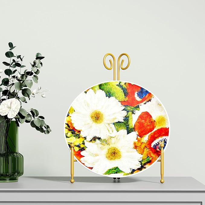 SVENJBB 10 Inch Plate Stands for Display, Gold Metal Frame Holder Stand for Picture and Decorative Plate, Collapsible Easel Display Stand for Platter, Book and Art (1 Pack)