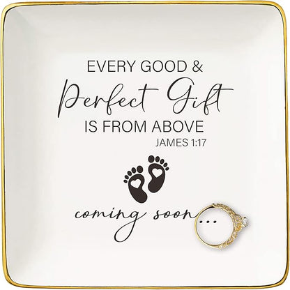 NZY Baby Pregnancy Announcement Gifts-Promoted to Grandma,Aunt,Godmother-Baby Coming Soon-New Baby Reveal Gifts for Mom Sister Friends-Mothers Day Christmas Gift-Jewelry Tray Trinket Holder Ring Dish