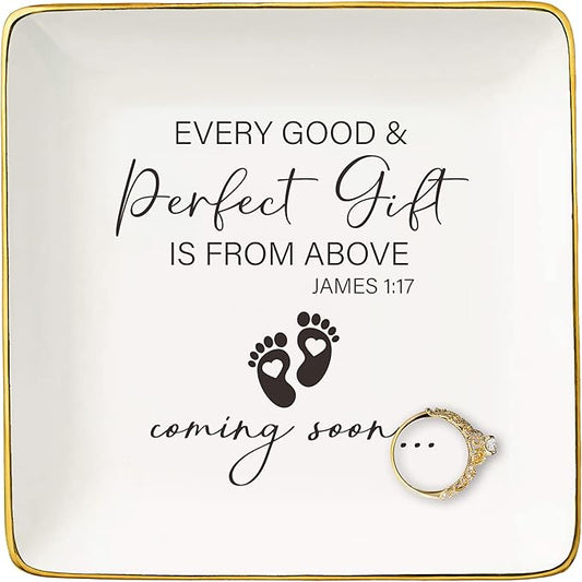 NZY Baby Pregnancy Announcement Gifts-Promoted to Grandma,Aunt,Godmother-Baby Coming Soon-New Baby Reveal Gifts for Mom Sister Friends-Mothers Day Christmas Gift-Jewelry Tray Trinket Holder Ring Dish