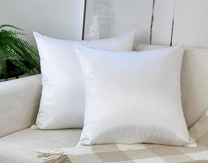 Aiking Home 20x20 Inches Faux Silk Square Throw Pillow Cover, Zipper Closure, White (Set of 2)