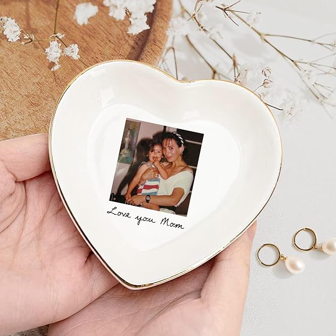 UrbanNEST Custom Photo Trinket Tray, Personalized Jewelry Holder, Grandma Jewelry Dish, Mom Ring Dish, Gifts for Mom from Daughter, Grandma Photo Gift, Trinkets Home Decor, Christmas 2025 01